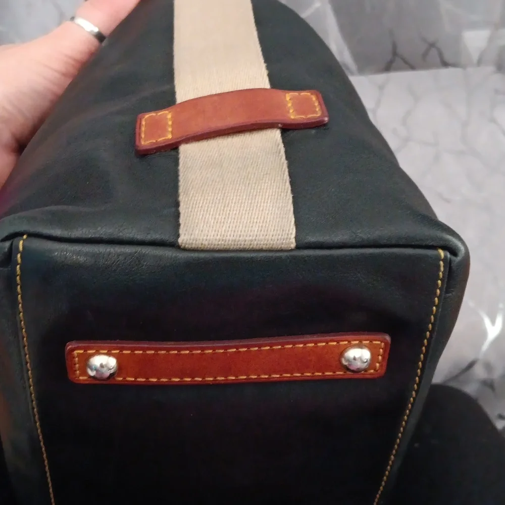 Dooney & Bourke Black Leather Hobo with Brown Trim - Picture 11 of 16